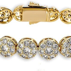 Tennis Bracelet Gold Plated Brass 10mm Iced Out Cubic Zirconia Women Men